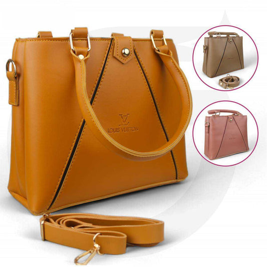 Women's Handbag Featuring Three Compartments with Zippers